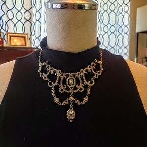 Silver statement choker necklace